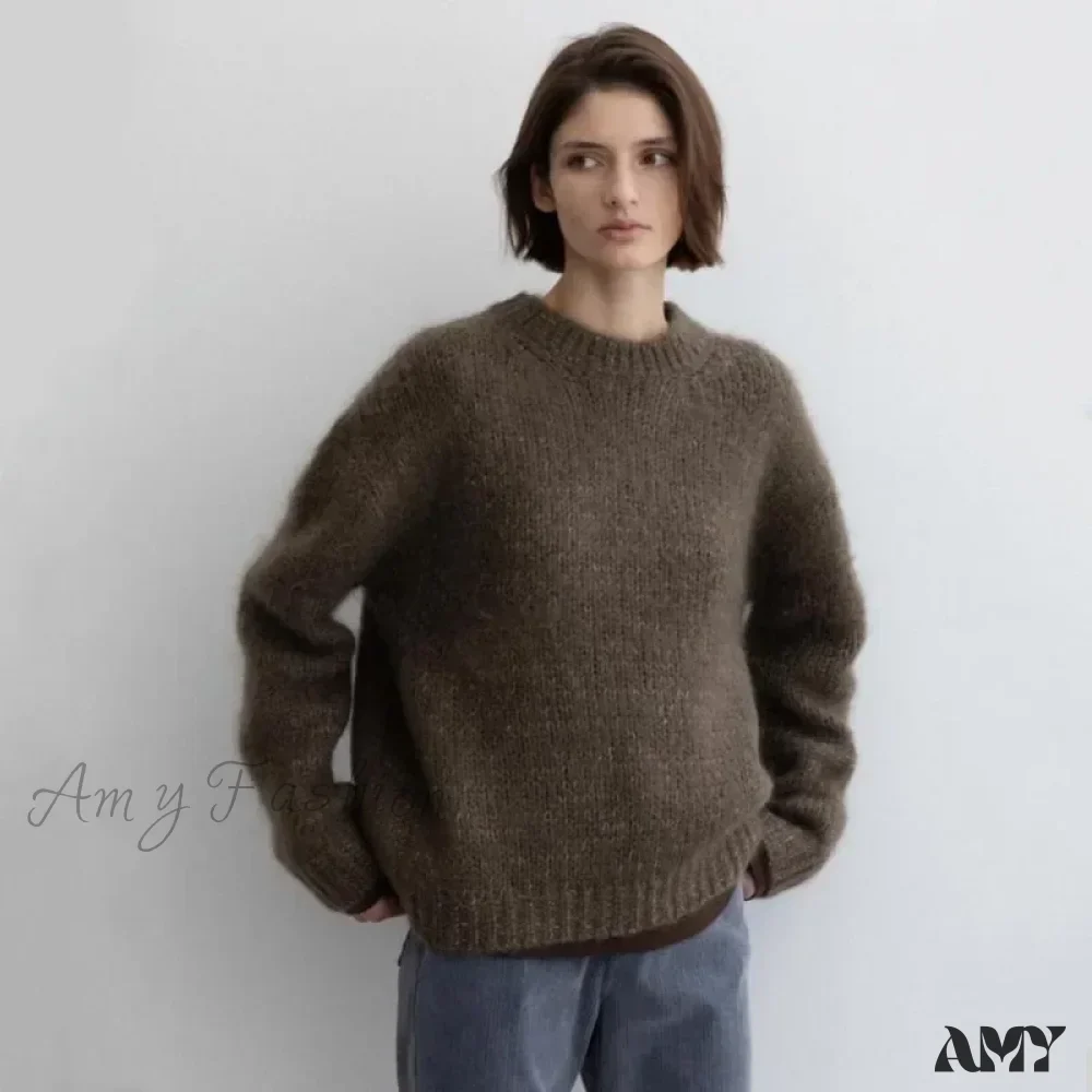 Women 24th Autumn Winter New Mohair Lazy Feeling Loose Wool Stylish Sweater - Image 2