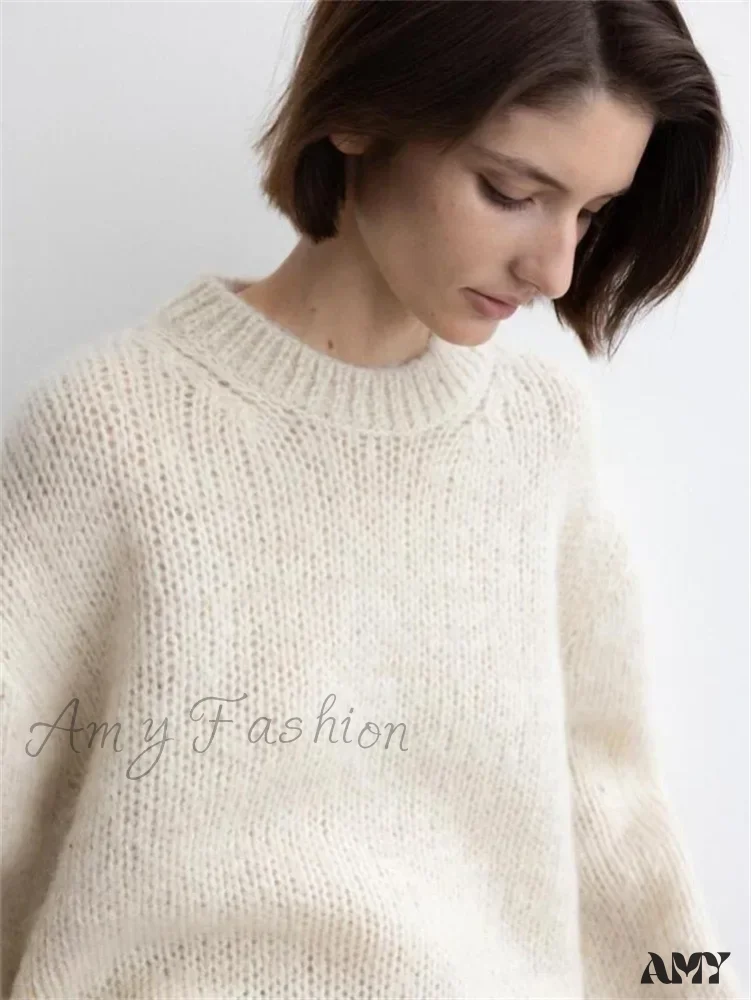 Women 24th Autumn Winter New Mohair Lazy Feeling Loose Wool Stylish Sweater - Image 3