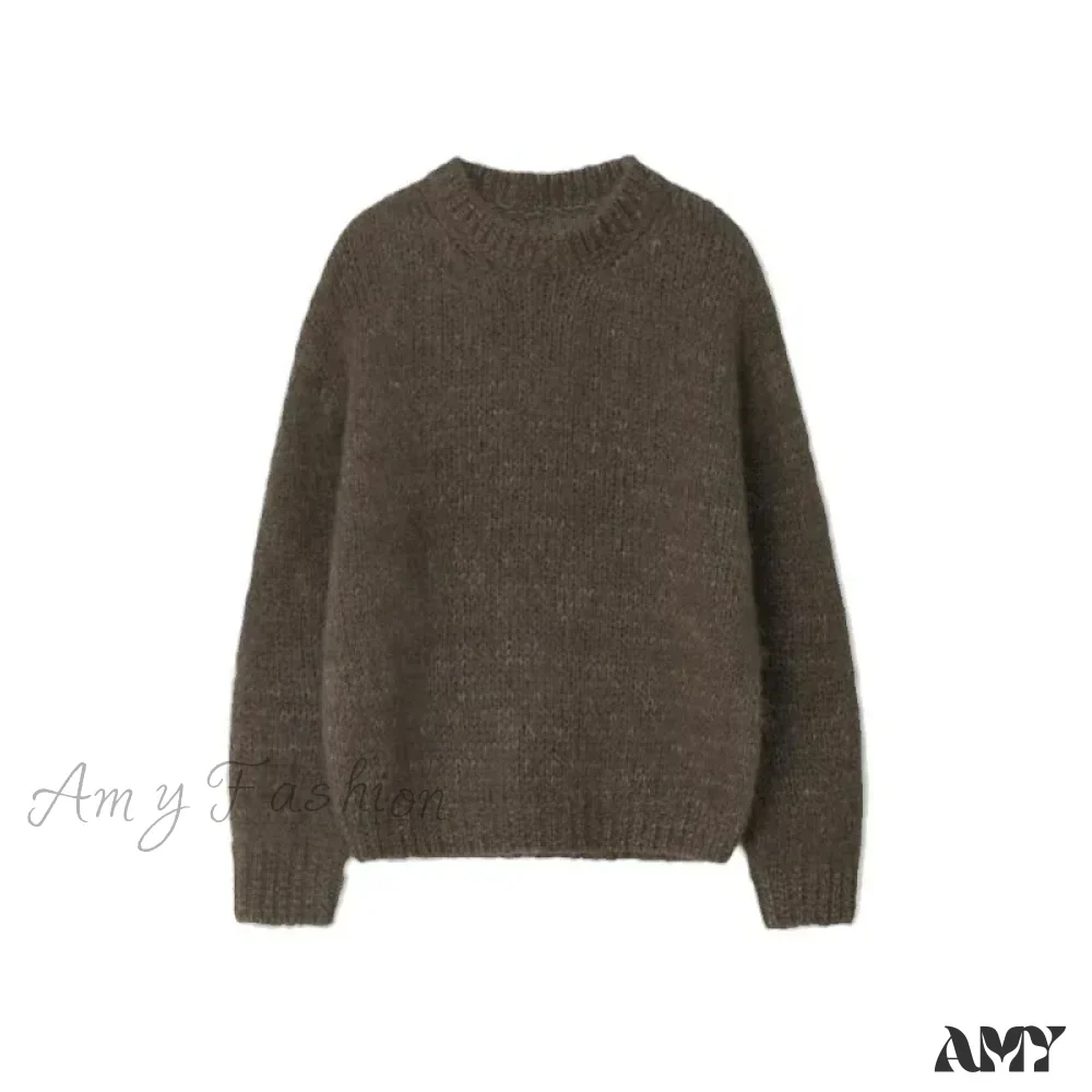 Women 24th Autumn Winter New Mohair Lazy Feeling Loose Wool Stylish Sweater - Image 4