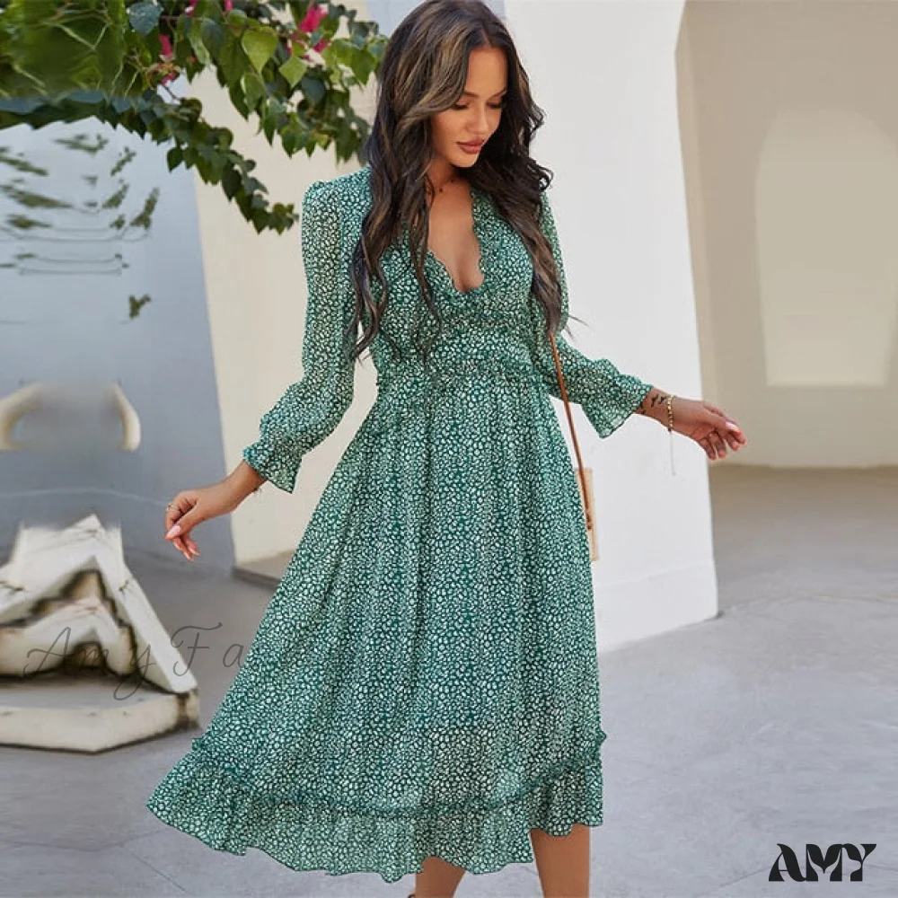 Amy Fashion - Casual Butterfly Sleeve High Waist Chiffon Chic Dress - Image 4