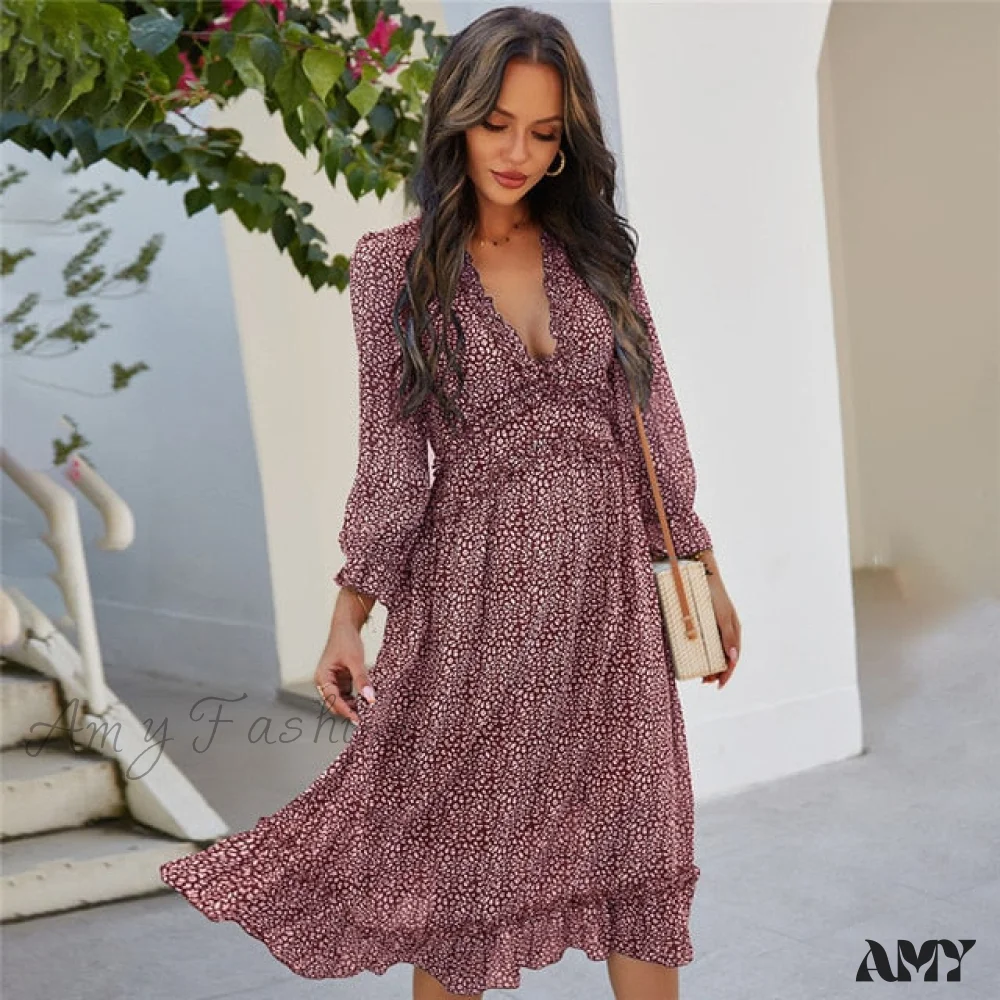 Amy Fashion - Casual Butterfly Sleeve High Waist Chiffon Chic Dress - Image 7
