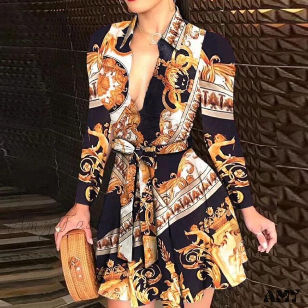 Amy Fashion - Women Chain Print Sleeveless Dress - Image 11