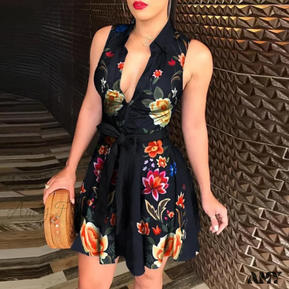 Amy Fashion - Women Chain Print Sleeveless Dress - Image 13