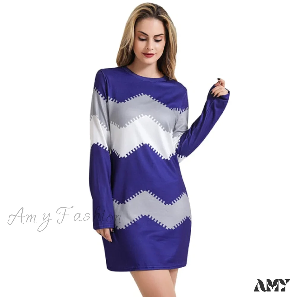 Amy Fashion - Elegant Patchwork Long Sleeve Thin Dress - Image 5