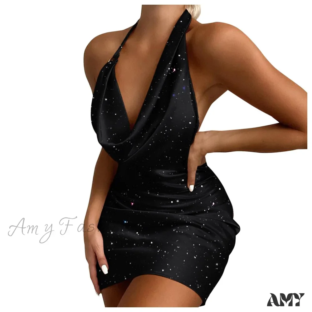Amy Fashion - Halter Backless Sleeveless Tight Mini Bodycon Dress - Image 13