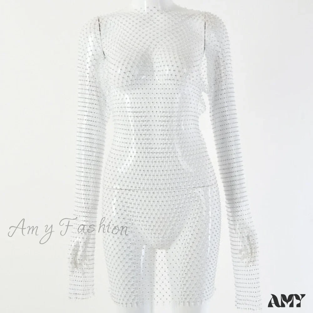 Amy Fashion - Hollow Out Long Sleeve Mini Dress - Image 11
