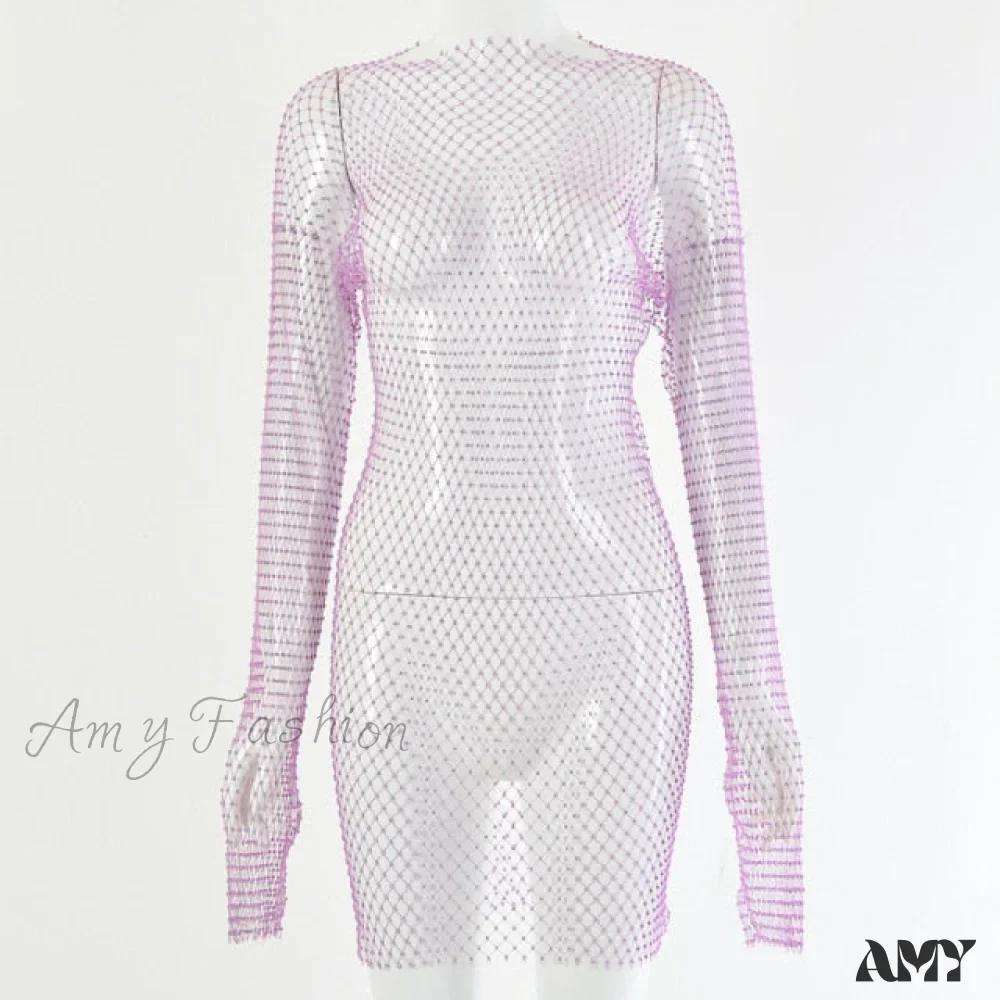 Amy Fashion - Hollow Out Long Sleeve Mini Dress - Image 4