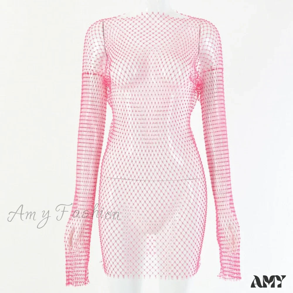Amy Fashion - Hollow Out Long Sleeve Mini Dress - Image 7