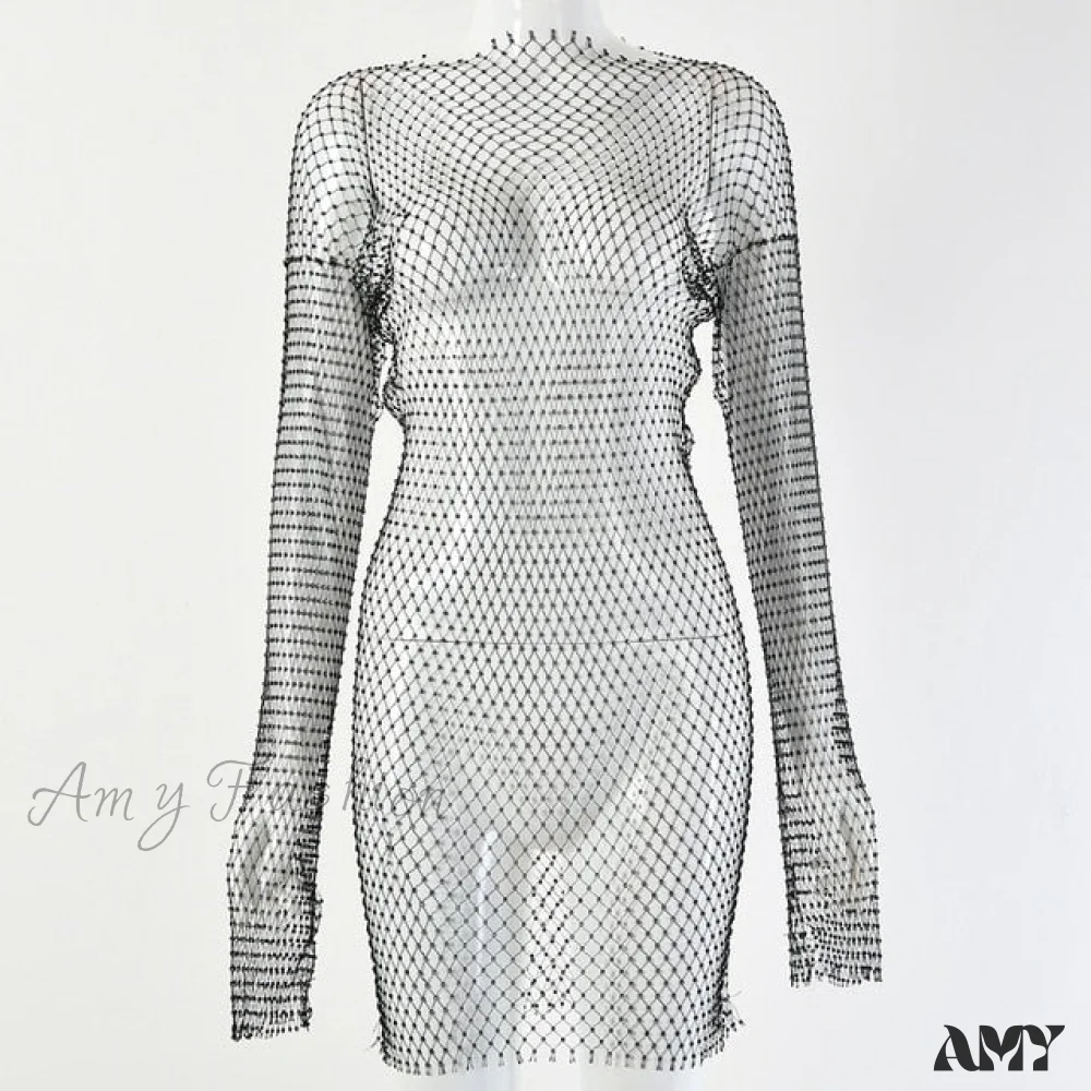Amy Fashion - Hollow Out Long Sleeve Mini Dress - Image 8