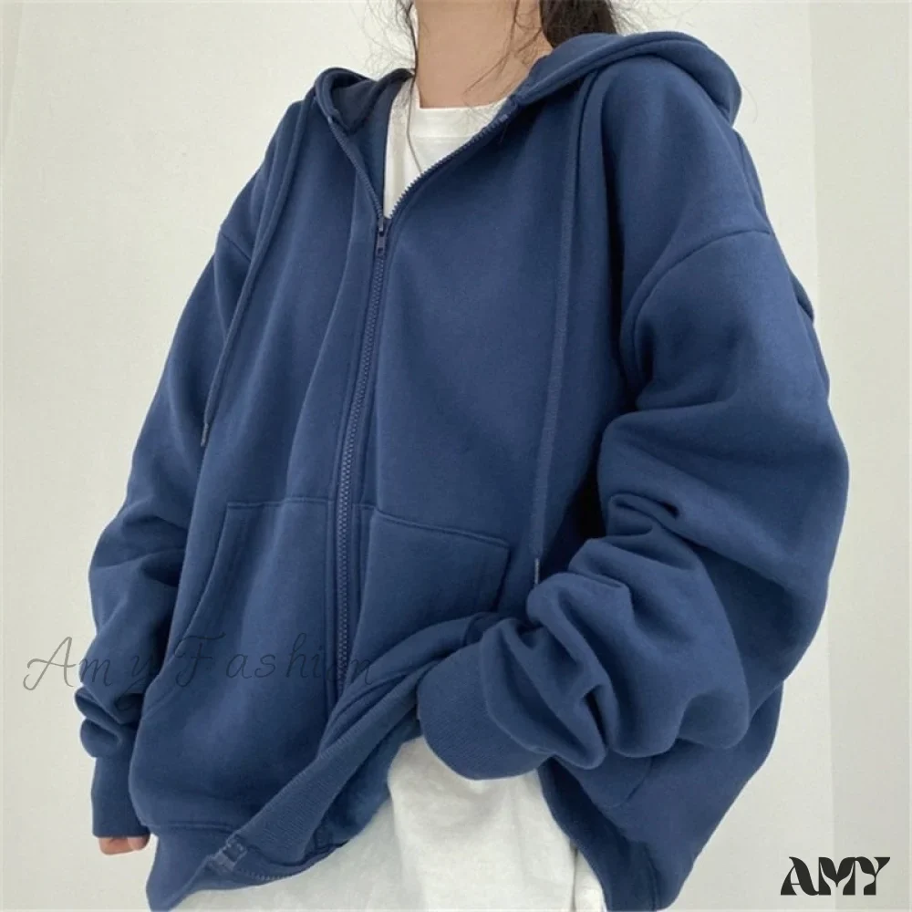 Amy Fashion - Korean Version Oversized Solid Color Hoodies