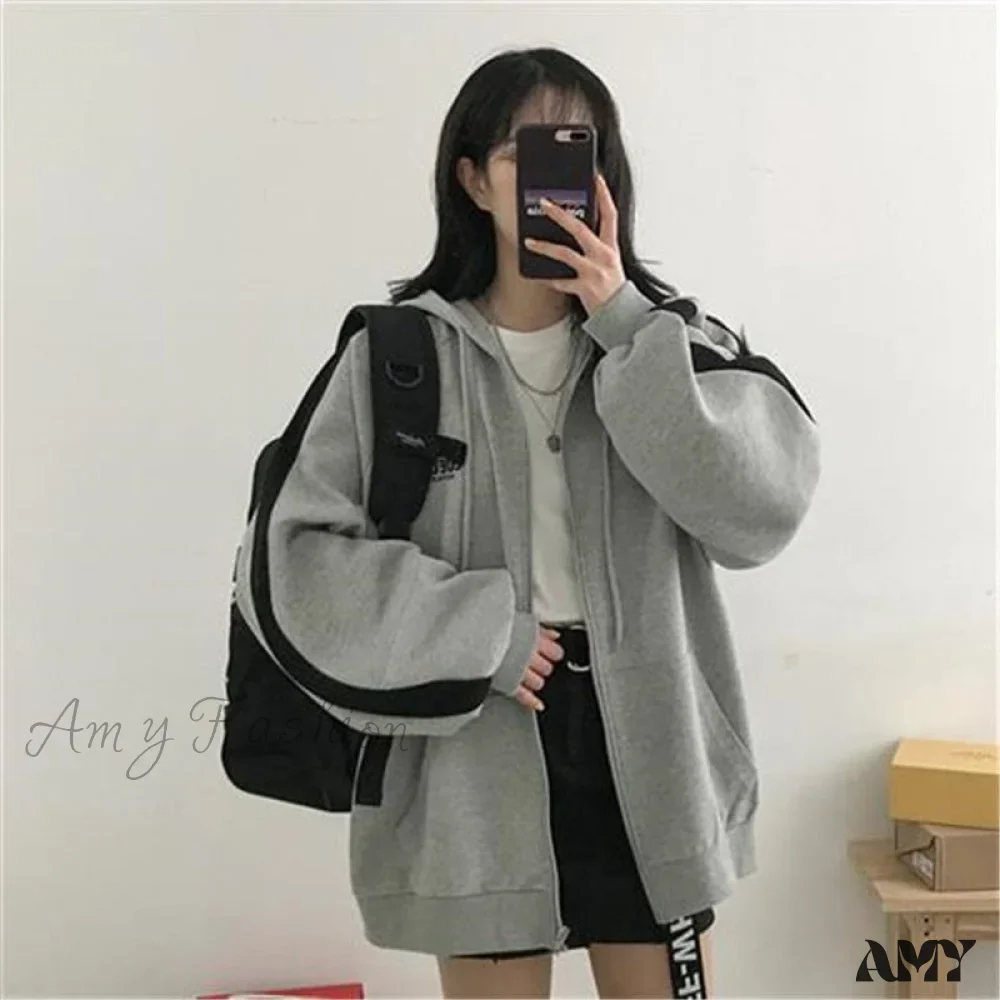 Amy Fashion - Korean Version Oversized Solid Color Hoodies - Image 6
