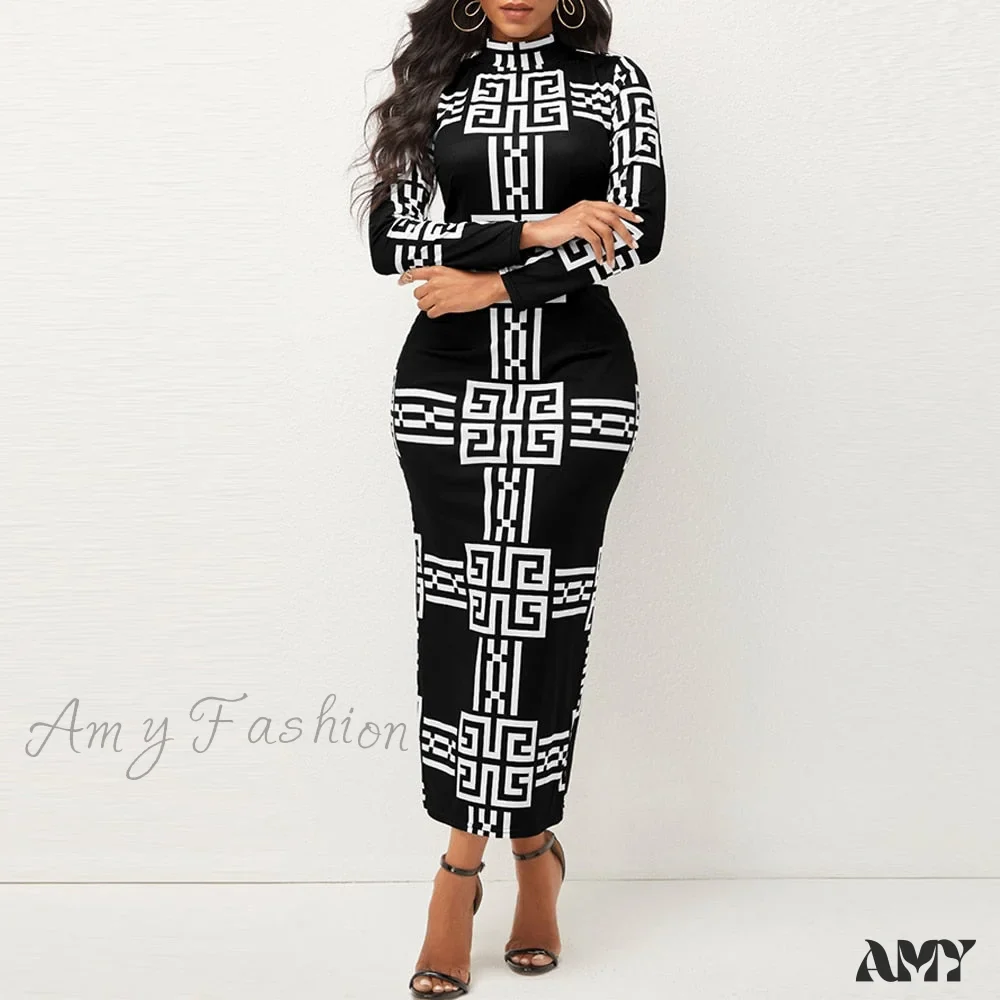 Amy Fashion - Mock Neck Streetwear Party Festival Dresses