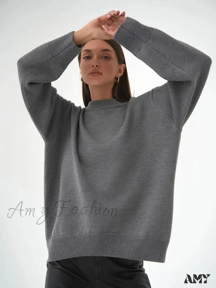 Women O Neck Autumn Winter Thick Warm Pullover Oversized Casual Loose Knitted Jumper Cozy Stylish Sweater - Image 7