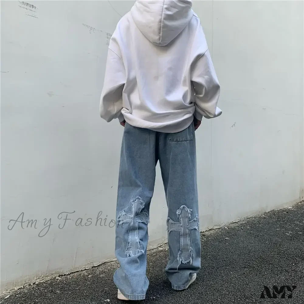 Amy Fashion - Women Pant Woman High Waist Denim Pants Wide Leg Denim Clothing Blue Vintage Quality Fashion Straight Jean - Image 2