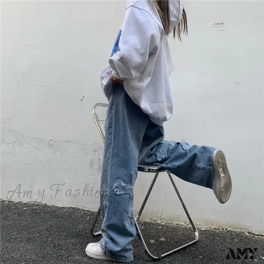 Amy Fashion - Women Pant Woman High Waist Denim Pants Wide Leg Denim Clothing Blue Vintage Quality Fashion Straight Jean - Image 4