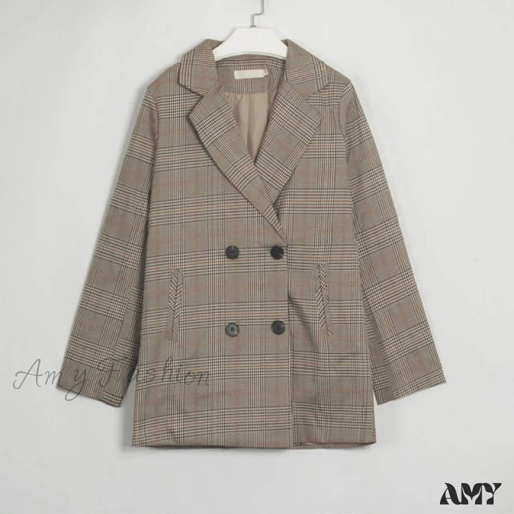 Amy Fashion - Women Plaid Casual Blazer - Image 3