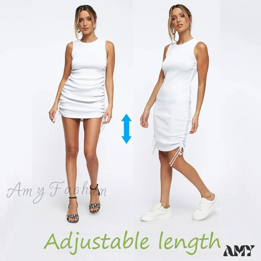 Amy Fashion - Ruched Drawstring Adjustable Length Dress - Image 6