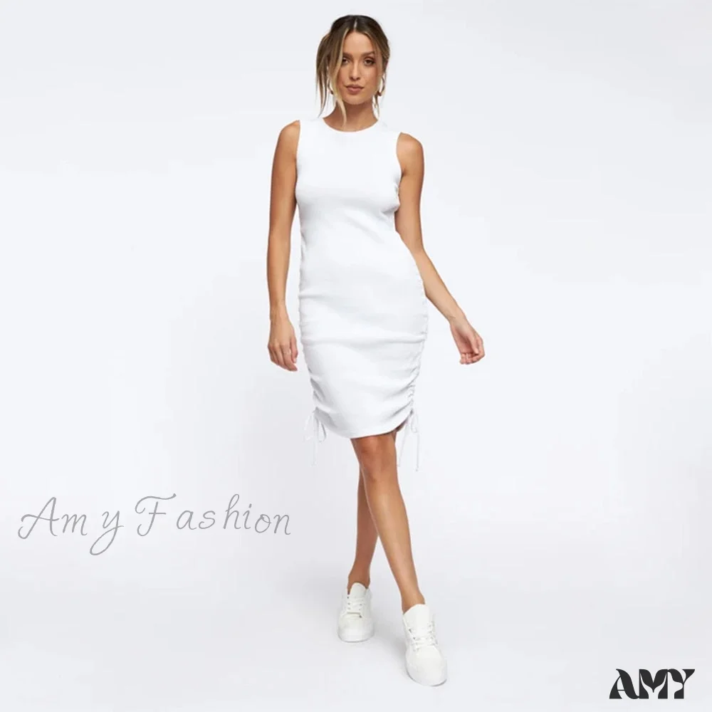 Amy Fashion - Ruched Drawstring Adjustable Length Dress - Image 9
