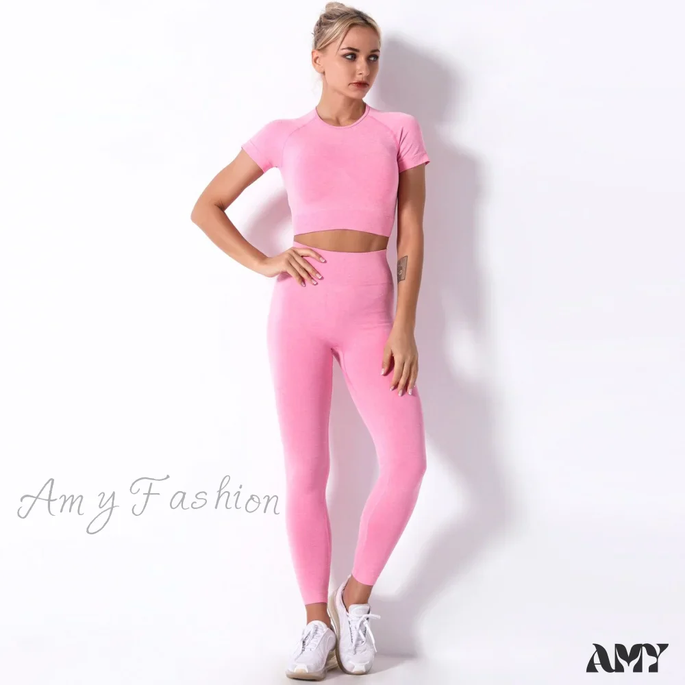 Amy Fashion - Women Seamless Sports Fitness  Tracksuit Running Leggings - Image 4