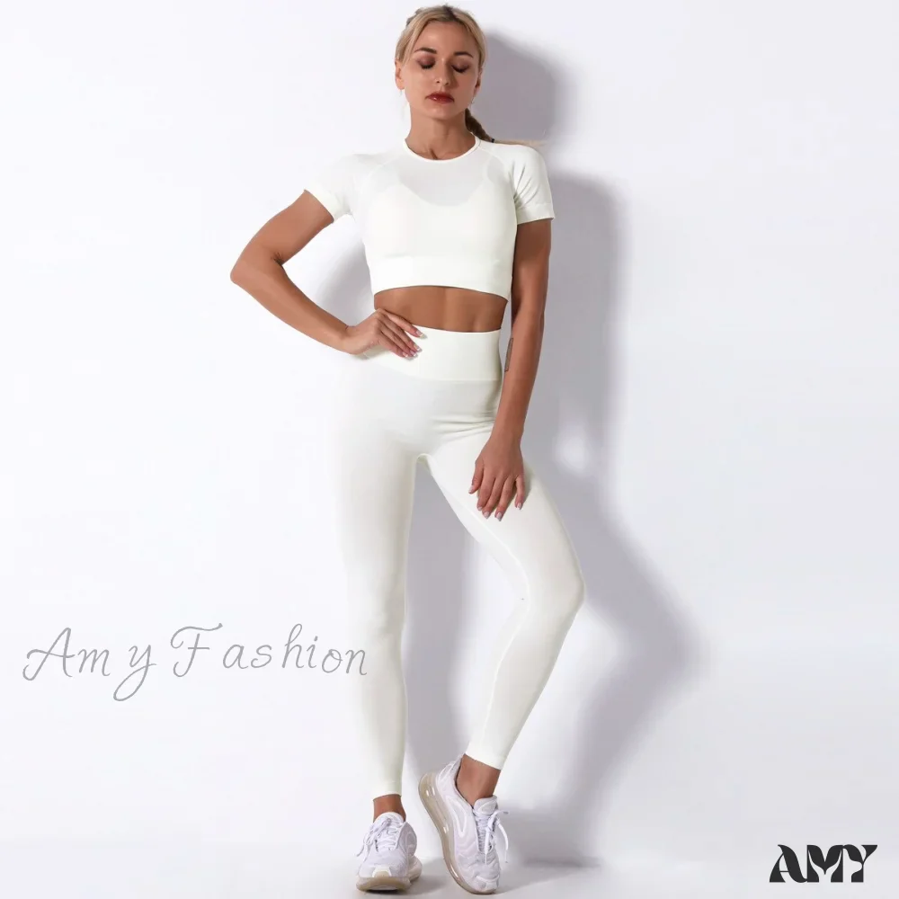 Amy Fashion - Women Seamless Sports Fitness  Tracksuit Running Leggings - Image 5