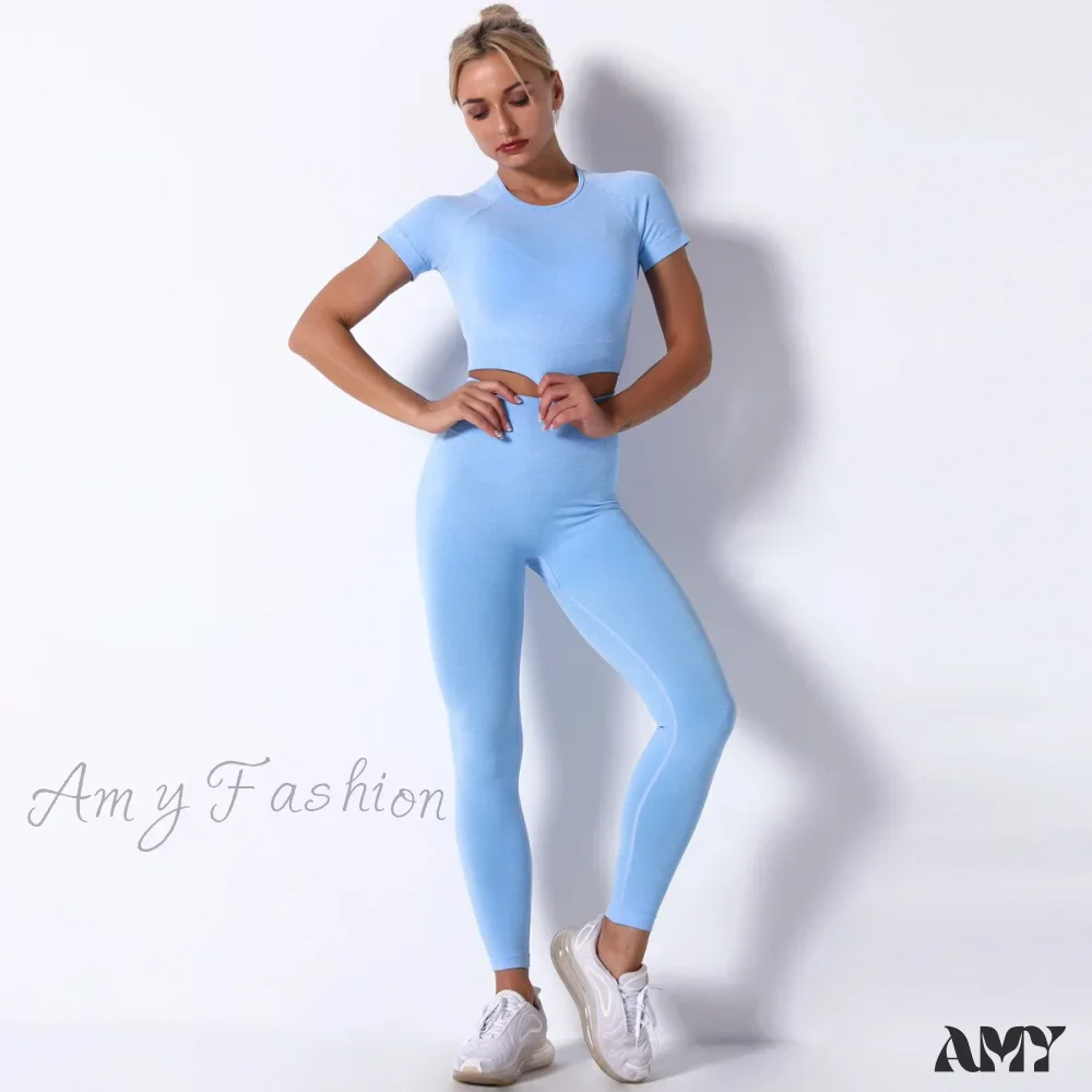 Amy Fashion - Women Seamless Sports Fitness  Tracksuit Running Leggings - Image 6