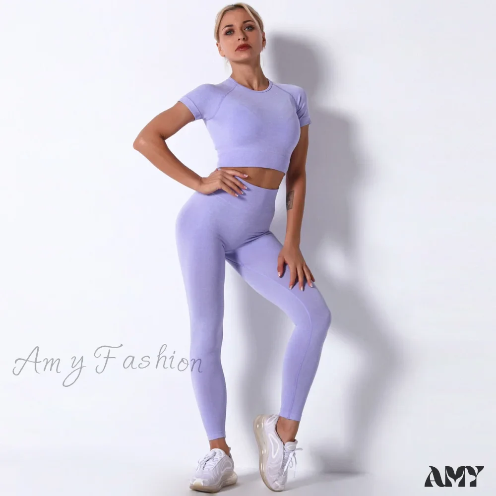 Amy Fashion - Women Seamless Sports Fitness  Tracksuit Running Leggings - Image 7