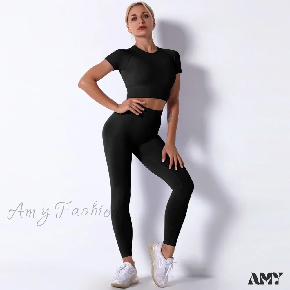 Amy Fashion - Women Seamless Sports Fitness  Tracksuit Running Leggings - Image 8