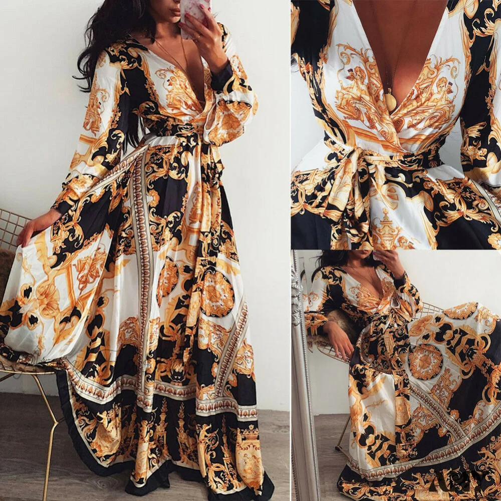 Amy Fashion - Sexy Elegant V-neck Long Maxi Dresses - Image 2