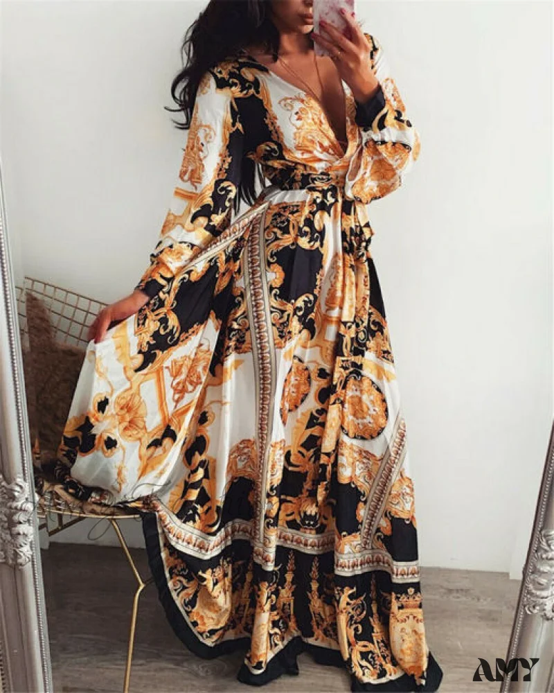 Amy Fashion - Sexy Elegant V-neck Long Maxi Dresses - Image 3