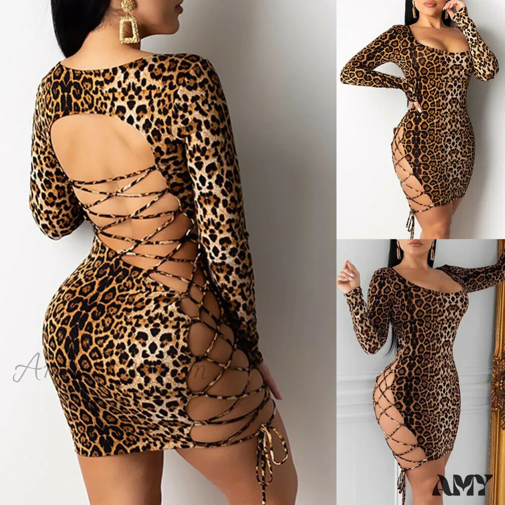 Amy Fashion - Side Hole Bandage Bodycon Club Pencil Dress - Image 4