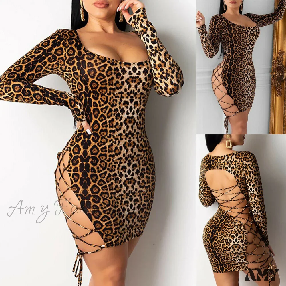 Amy Fashion - Side Hole Bandage Bodycon Club Pencil Dress - Image 5