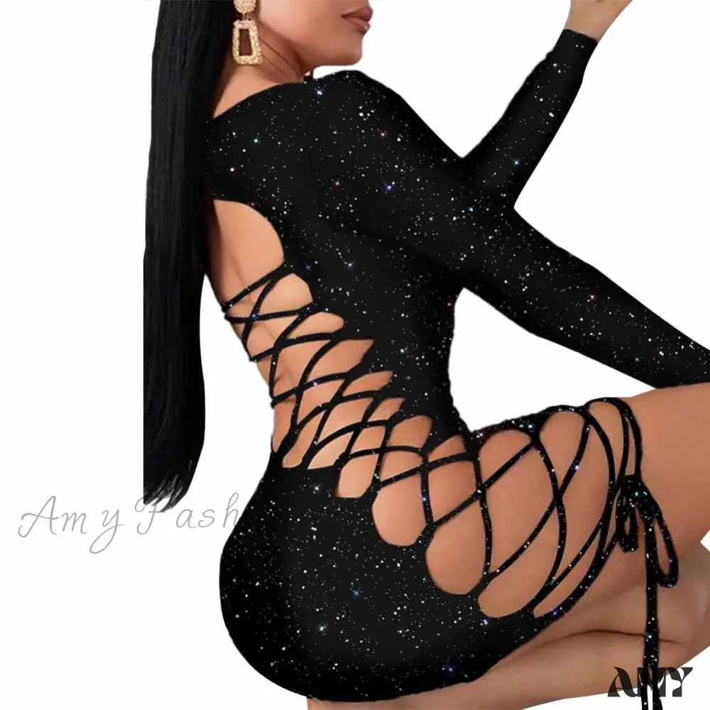 Amy Fashion - Side Hole Bandage Bodycon Club Pencil Dress - Image 6