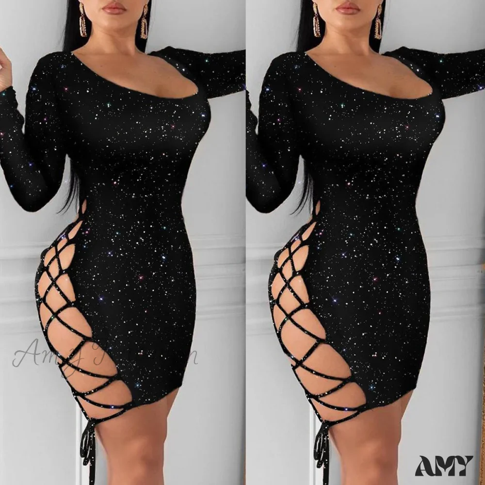 Amy Fashion - Side Hole Bandage Bodycon Club Pencil Dress - Image 8