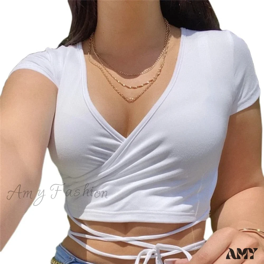 Amy Fashion - Short Sleeve Crop Tops - Image 3