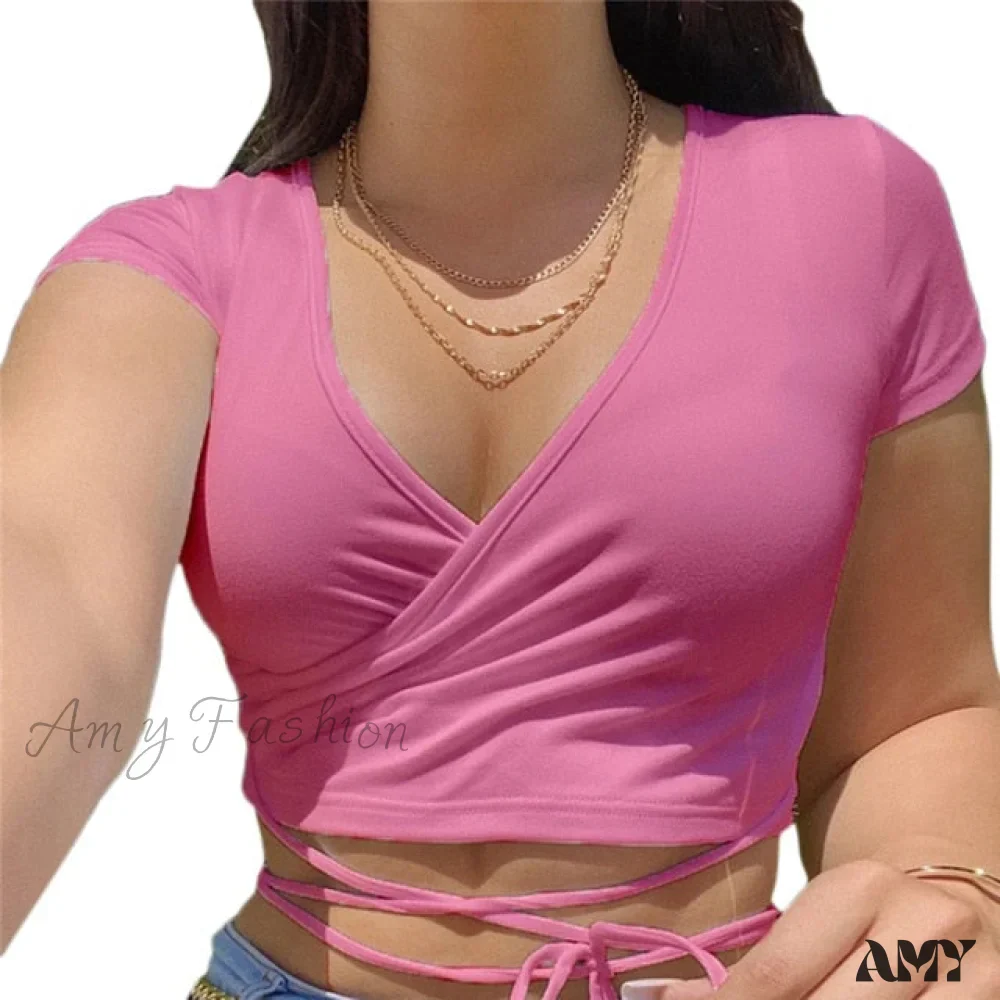 Amy Fashion - Short Sleeve Crop Tops - Image 4