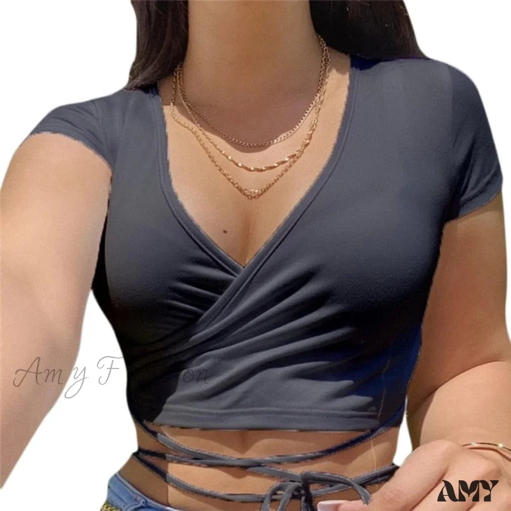 Amy Fashion - Short Sleeve Crop Tops - Image 5