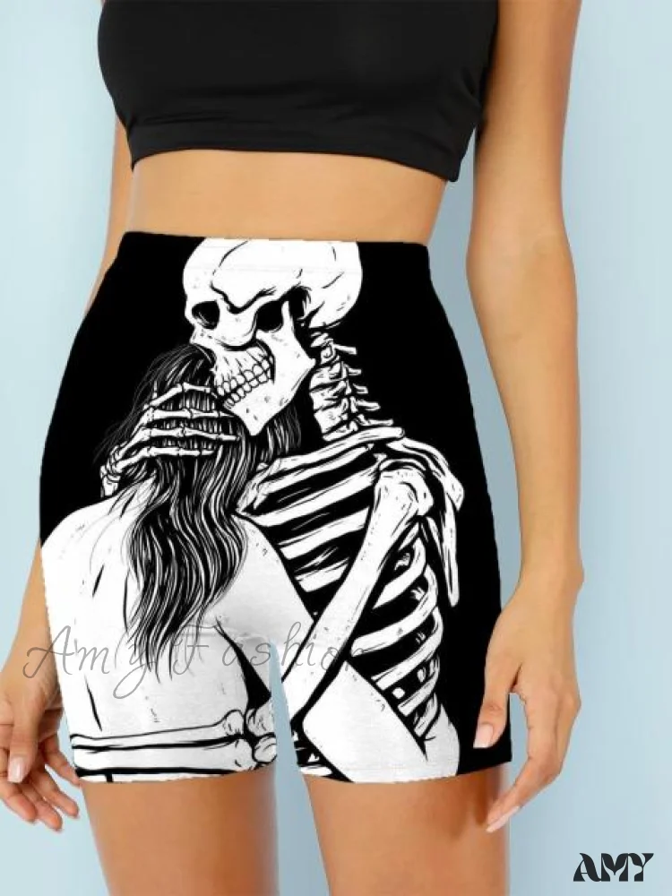 Amy Fashion - Women Skeleton Short Dancing  Rock High Waist Womens Pants - Image 10