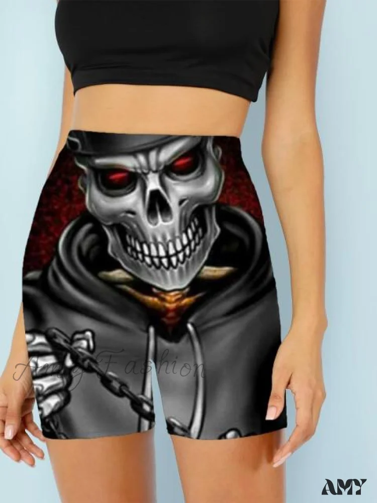 Amy Fashion - Women Skeleton Short Dancing  Rock High Waist Womens Pants - Image 12