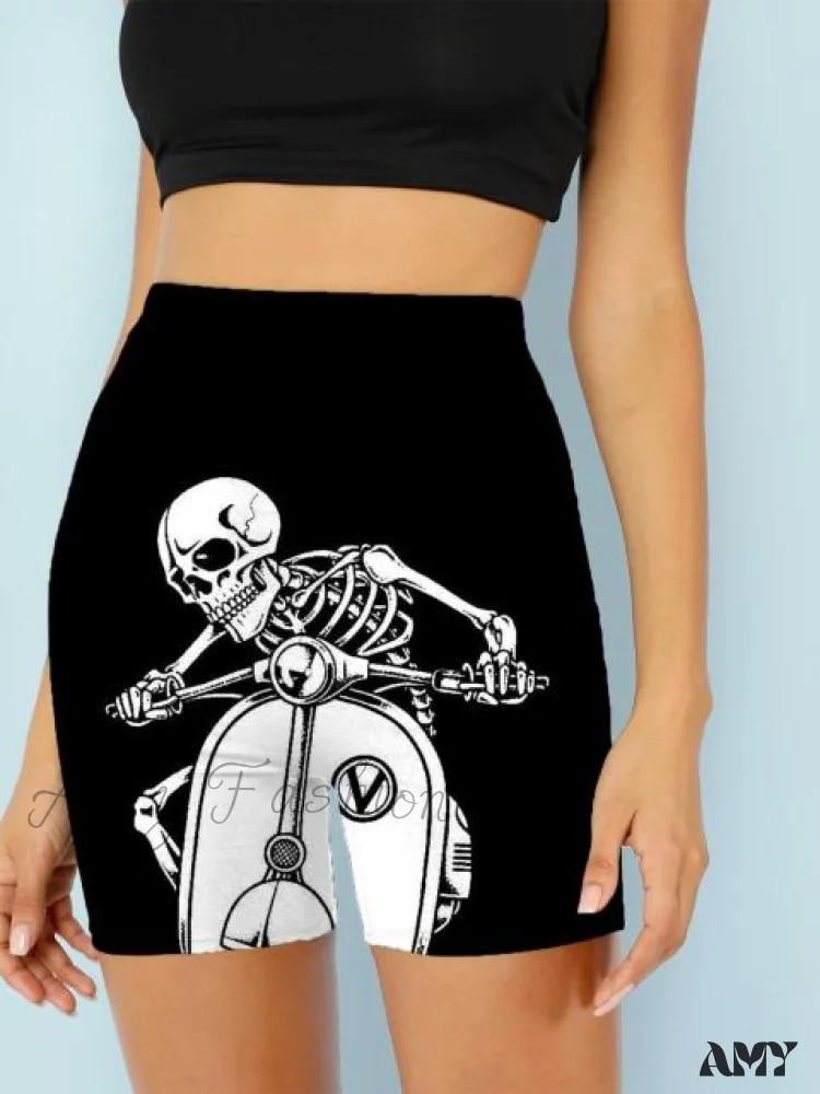 Amy Fashion - Women Skeleton Short Dancing  Rock High Waist Womens Pants - Image 14