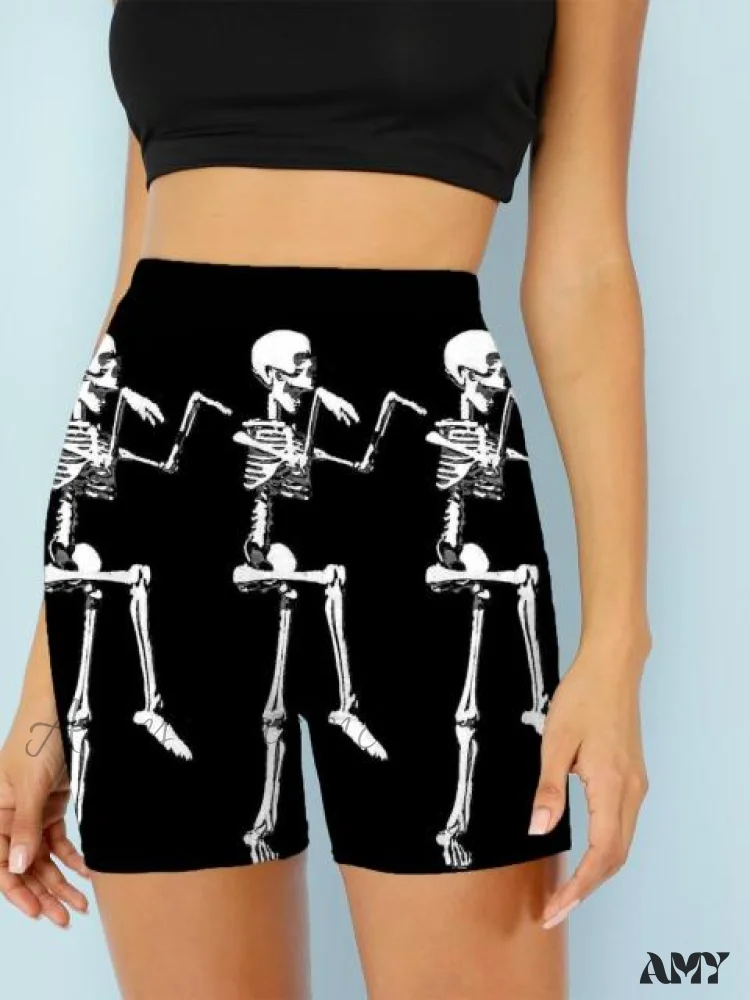 Amy Fashion - Women Skeleton Short Dancing  Rock High Waist Womens Pants - Image 15