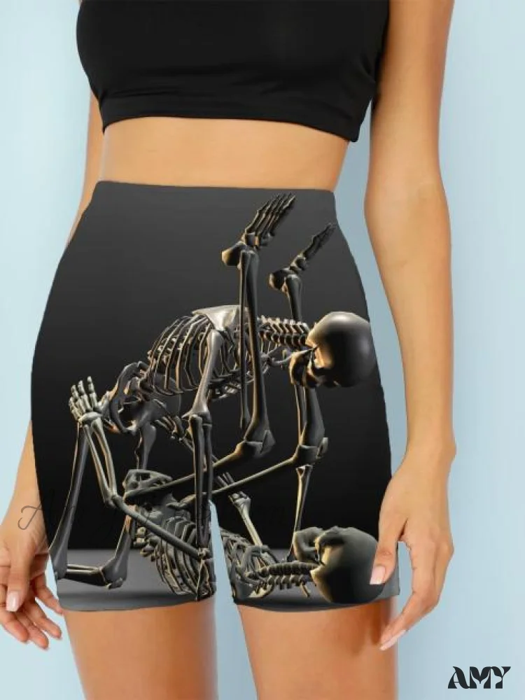 Amy Fashion - Women Skeleton Short Dancing  Rock High Waist Womens Pants - Image 16