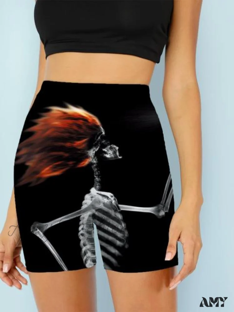Amy Fashion - Women Skeleton Short Dancing  Rock High Waist Womens Pants - Image 18