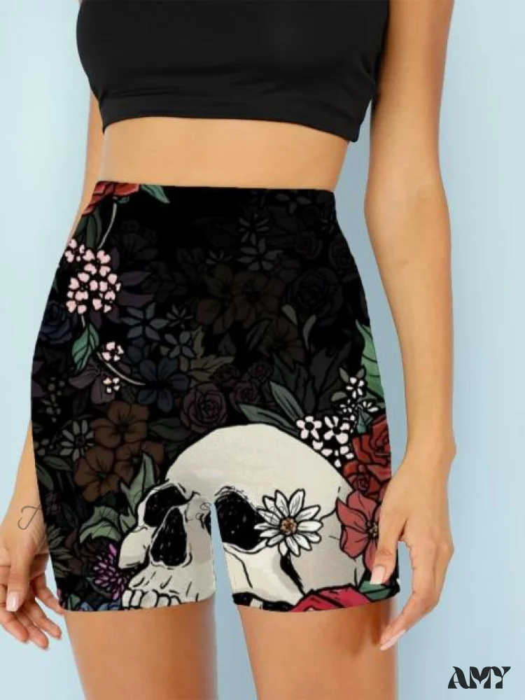 Amy Fashion - Women Skeleton Short Dancing  Rock High Waist Womens Pants - Image 2