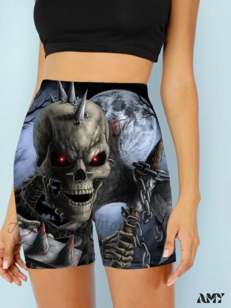 Amy Fashion - Women Skeleton Short Dancing  Rock High Waist Womens Pants - Image 21