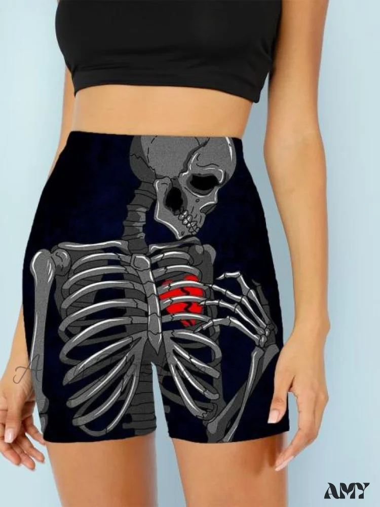 Amy Fashion - Women Skeleton Short Dancing  Rock High Waist Womens Pants - Image 3