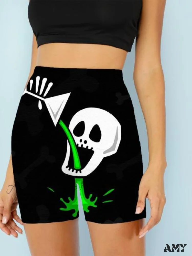 Amy Fashion - Women Skeleton Short Dancing  Rock High Waist Womens Pants - Image 5