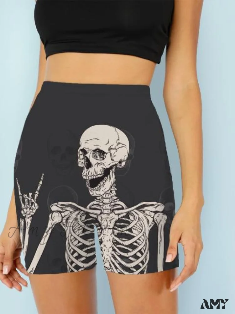 Amy Fashion - Women Skeleton Short Dancing  Rock High Waist Womens Pants - Image 9