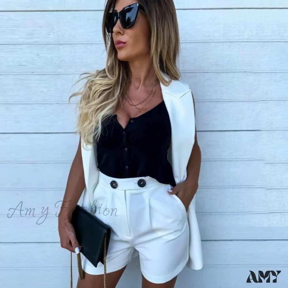 Amy Fashion - Button Up Elastic Waist Tops - Image 4
