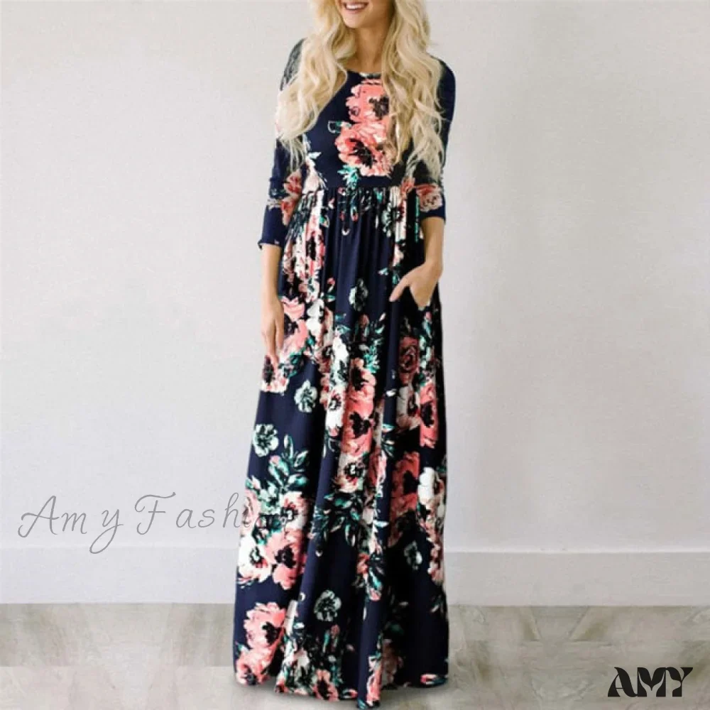 Amy Fashion - Floral Evening Party Plus Size Vestidos Maxi Dress - Image 2
