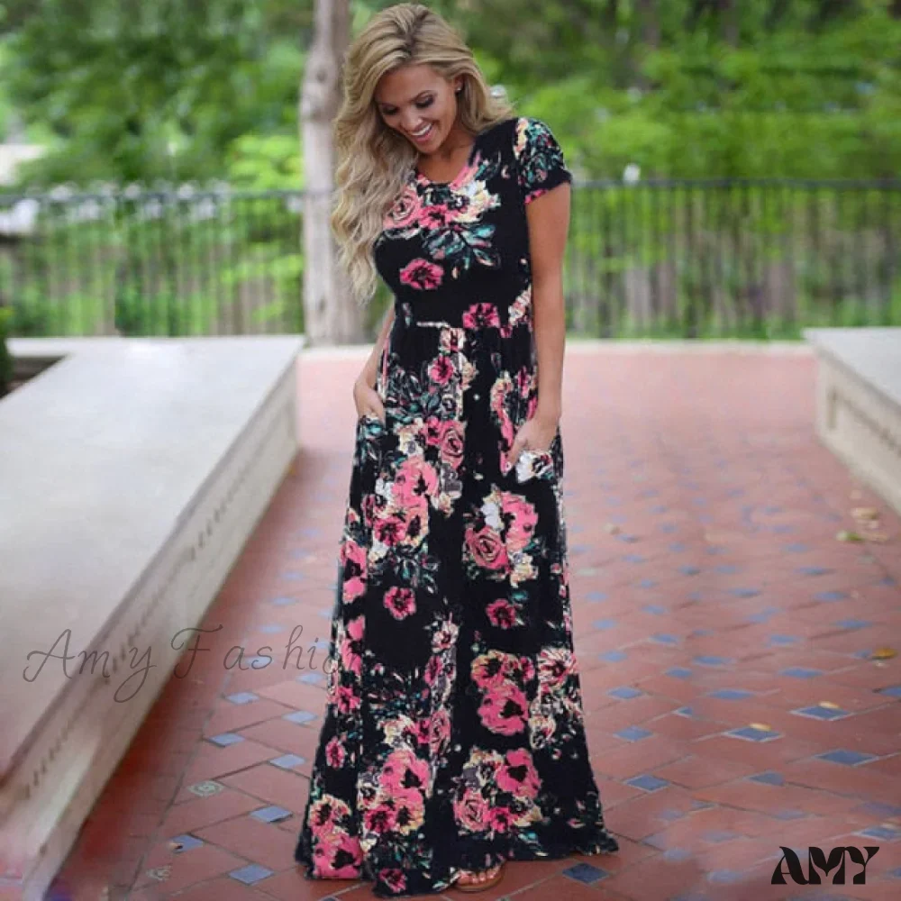 Amy Fashion - Floral Evening Party Plus Size Vestidos Maxi Dress - Image 5